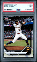 Graded 2025 Topps Now Paul Skenes #428 Baseball Card PSA 9 Mint