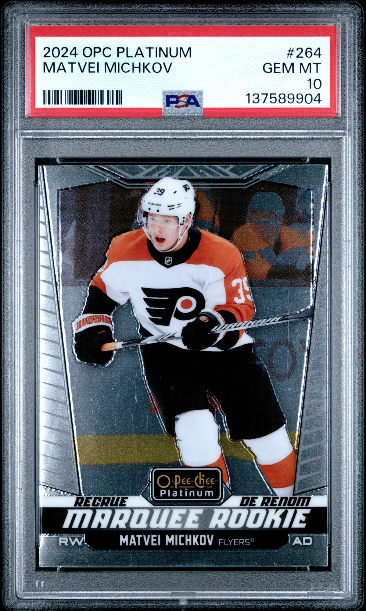 Graded 2024 O-Pee-Chee Platinum Matvei Michkov #264 Rookie RC Hockey Card PSA 10 Gem Mint