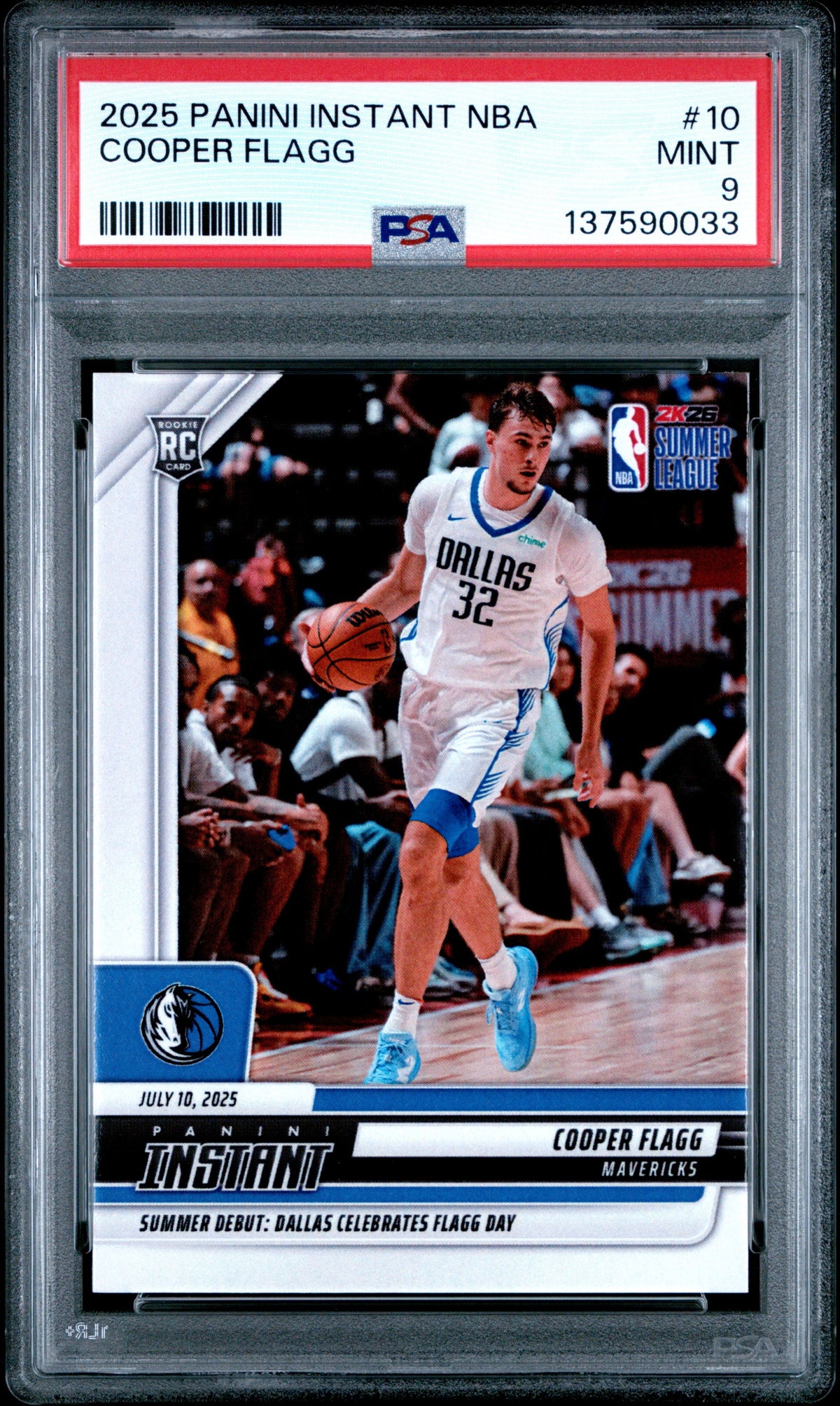 Graded 2025 Panini Instant Cooper Flagg #10 Rookie RC Basketball Card PSA 9 Mint