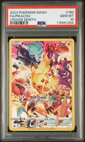 Graded 2023 PKM Sword And Shield Crown Zenith #160 Fa/Pikachu Crown Zenith Trading Card Game PSA 10 Gem Mint