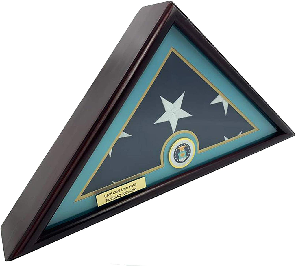 5x9 Burial/Funeral/Veteran Flag Elegant Display Case - Blue Felt
