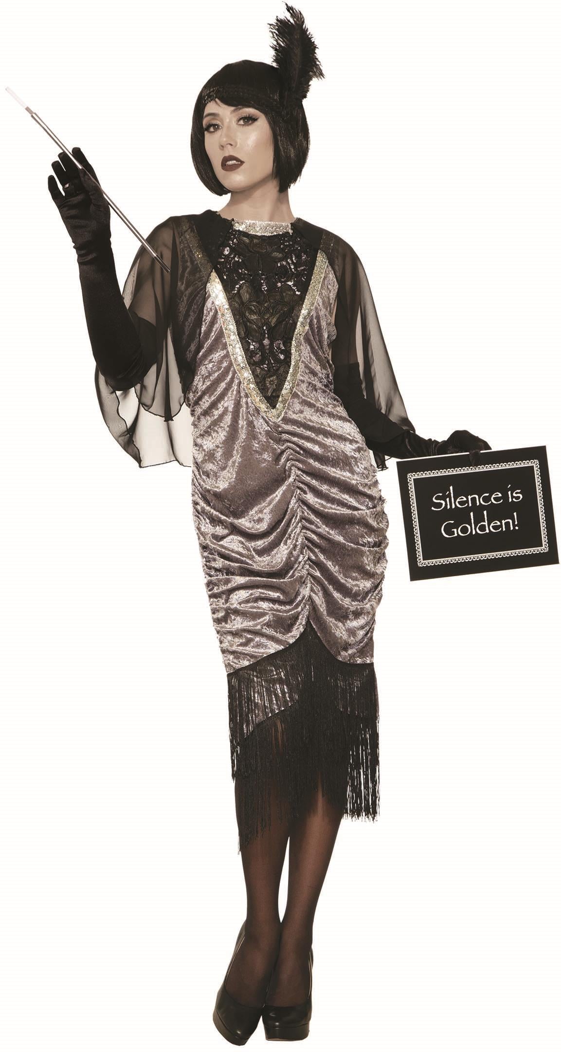 Silver Silent Movie Gray 1920's Flapper Adult Standard Size Costume