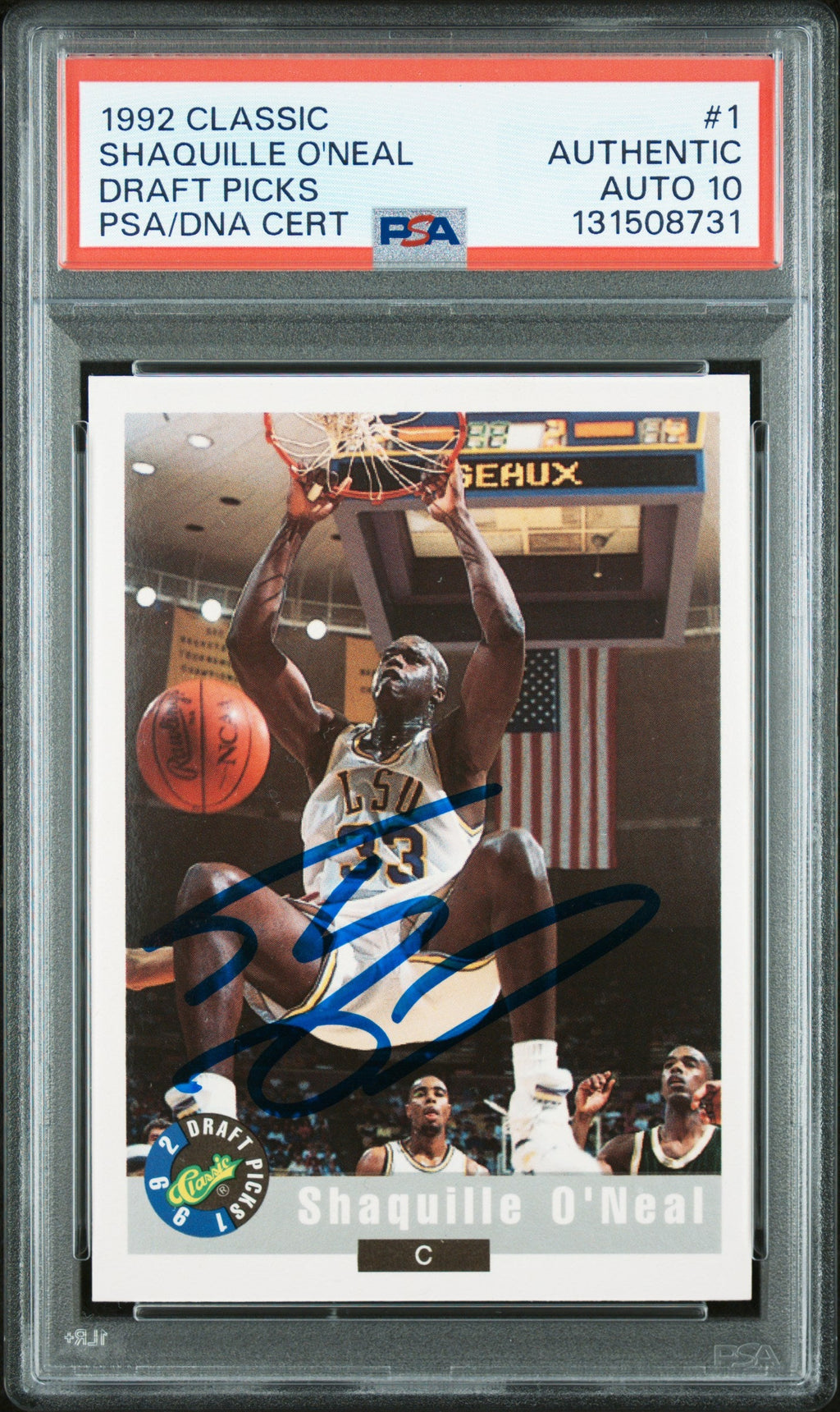 Graded 1992 Classic Draft Picks Shaquille O'Neal #1 Rookie RC Basketball Card PSA 10 Auto Grade Gem Mint