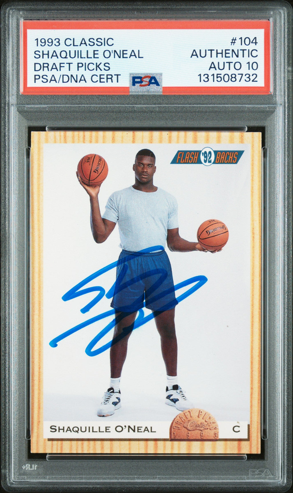 Graded 1993 Classic Draft Picks Shaquille O'Neal #104 Rookie RC Basketball Card PSA 10 Auto Grade Gem Mint