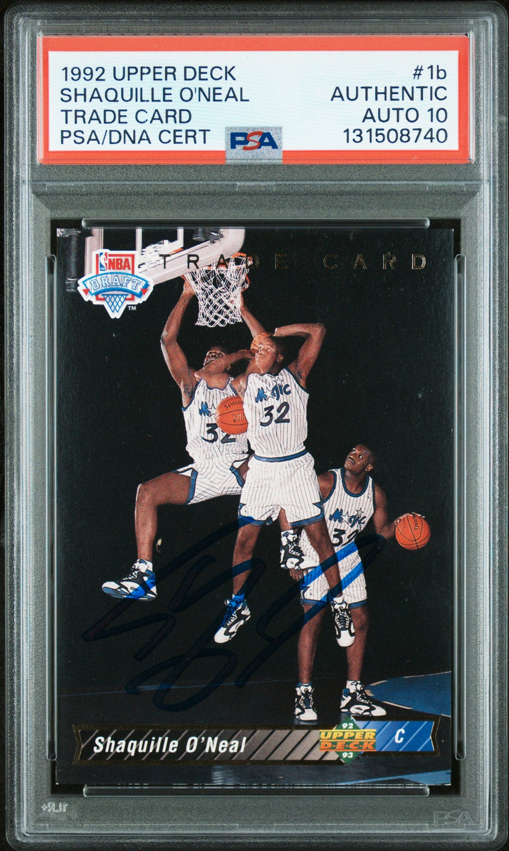 Graded 1992-93 Upper Deck Shaquille O'Neal #1b Rookie RC Basketball Card PSA 10 Auto Grade Gem Mint