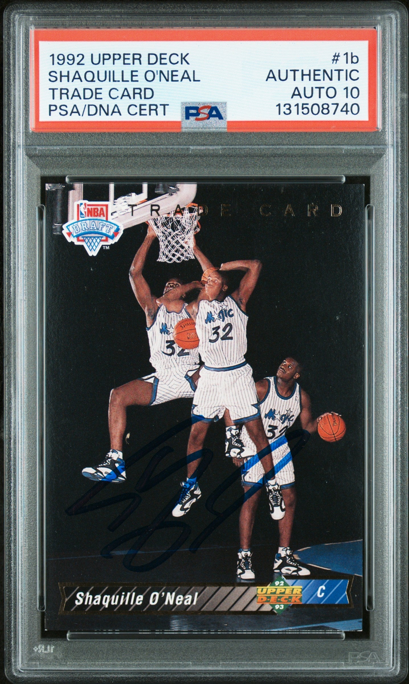 Graded 1992-93 Upper Deck Shaquille O'Neal #1b Rookie RC Basketball Card PSA 10 Auto Grade Gem Mint