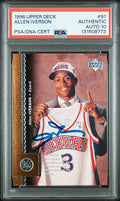 Graded 1996-97 Upper Deck Allen Iverson #91 Rookie RC Basketball Card PSA 10 Auto Grade Gem Mint