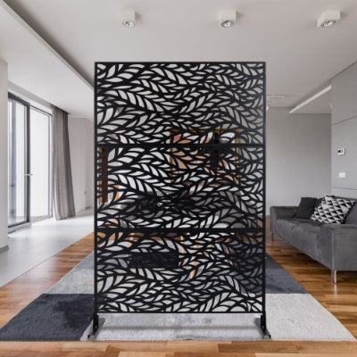 Metal Outdoor Privacy Screen 76x48 Inch, Freestanding Decorative Garden Panel