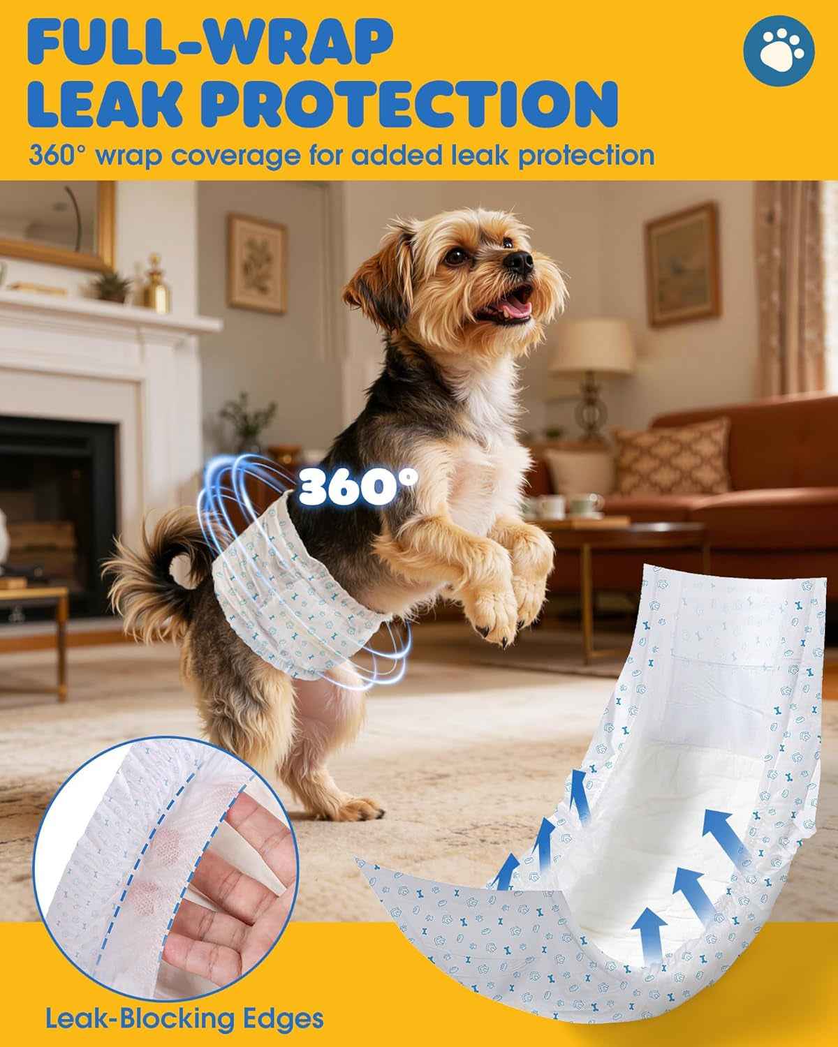 Male Dog Diapers – 96 Ct Small Belly Bands, Leakproof