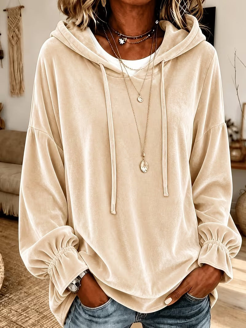 2026 European And American Women's Clothing Amazon Independent Station Hooded Sweater For Autumn And Winter Loose Drawstring Velvet Women's Clothing