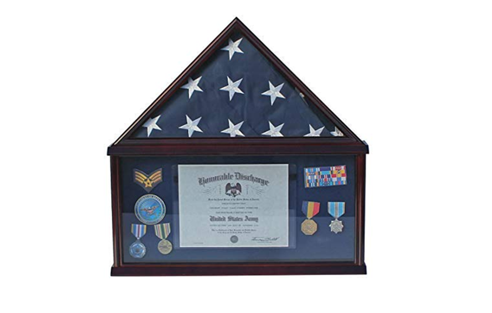 Large Military Shadow Box Frame Memorial Burial Funeral Flag Display Case - 5' X 9.5' Flag