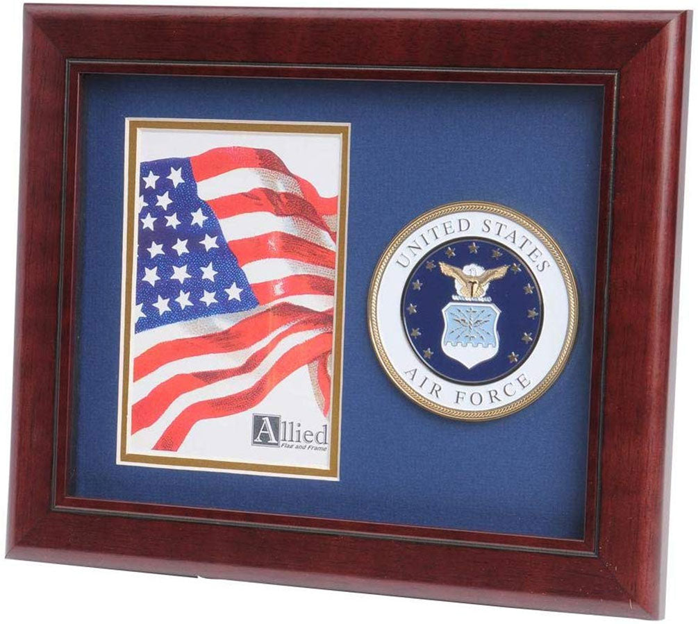 US Air Force Medallion Portrait Picture Frame - 4 x 6 Picture Opening.