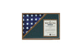 Shadow box for 5' x 9.5' flag with 8.5 x 11 Document holder, Walnut Finish