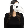 White Faux Leather Plague Doctor Scary Halloween Mask