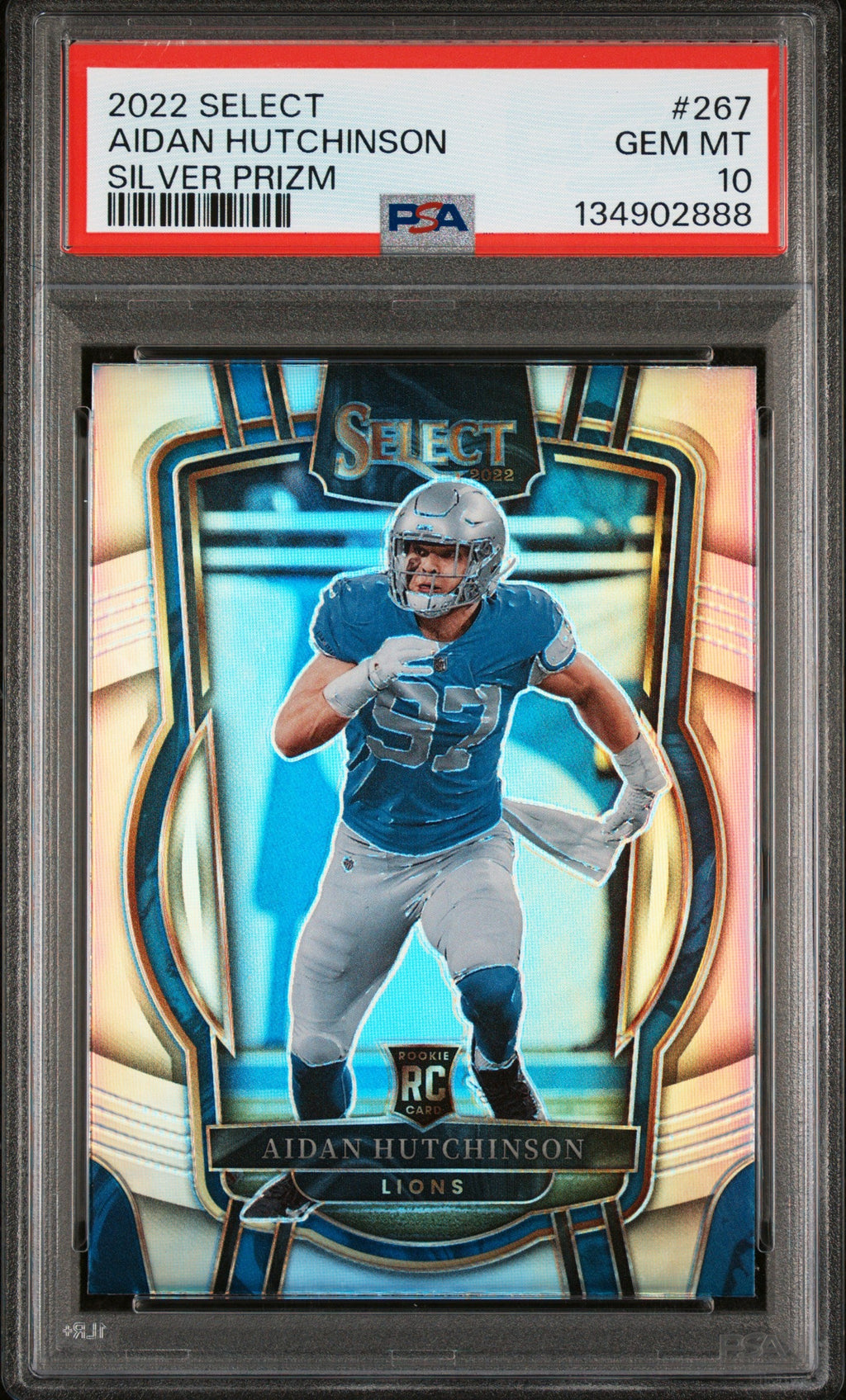 Graded 2022 Panini Select Aidan Hutchinson #267 Silver Prizm Rookie RC Football Card PSA 10 Gem Mint