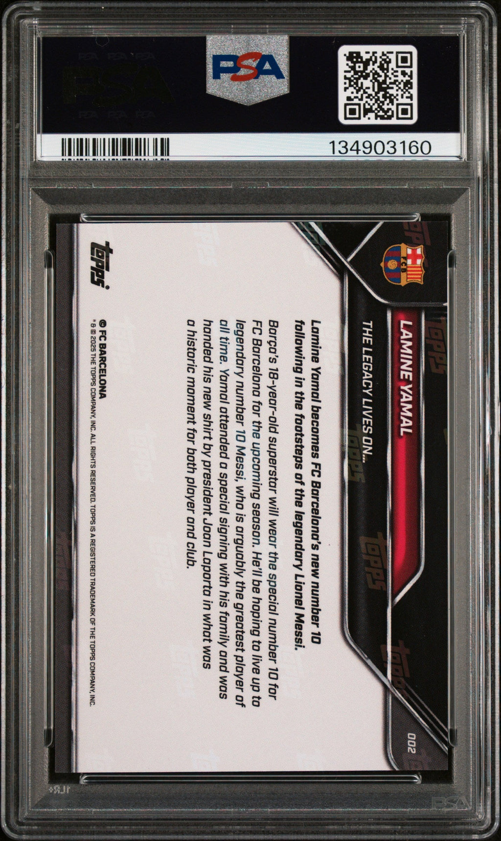 Graded 2025 Topps Now Lamine Yamal #2 FC Barcelona Soccer Card PSA 3 Very Good