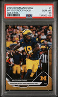Graded 2025 Topps Bowman U Now Bryce Underwood #1 Gold Foil /50 Rookie RC Football Card PSA 10 Gem Mint