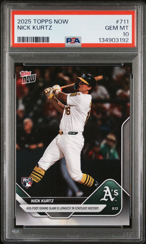Graded 2025 Topps Now Nick Kurtz #711 Rookie RC Baseball Card PSA 10 Gem Mint