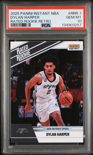 Graded 2025 Panini Instant Dylan Harper #RRR1 Rated Rookie Retro Rookie RC Basketball Card PSA 10 Gem Mint