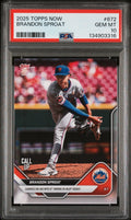 Graded 2025 Topps Now Brandon Sproat #672 Rookie RC Baseball Card PSA 10 Gem Mint