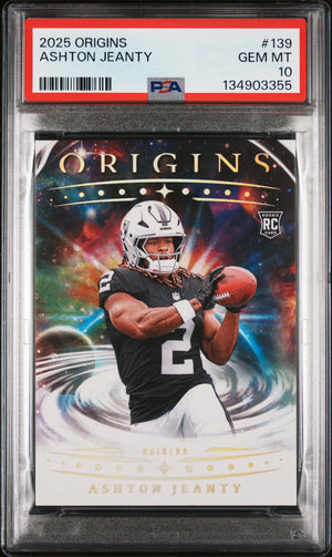 Graded 2025 Panini Origins Ashton Jeanty #139 Rookie RC Football Card PSA 10 Gem Mint