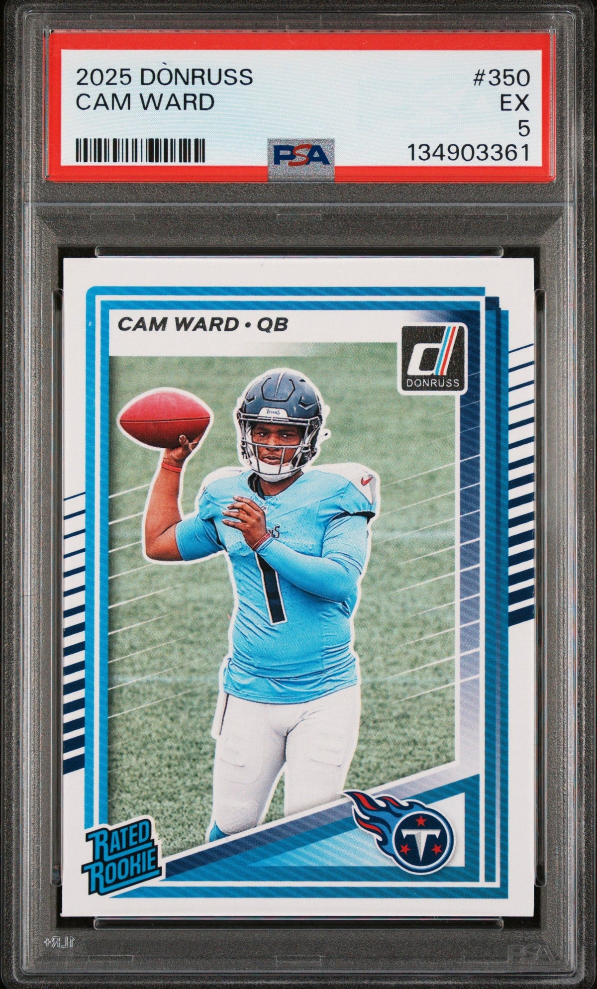 Graded 2025 Panini Donruss Cam Ward #350 Rookie RC Football Card PSA 5 Excellent