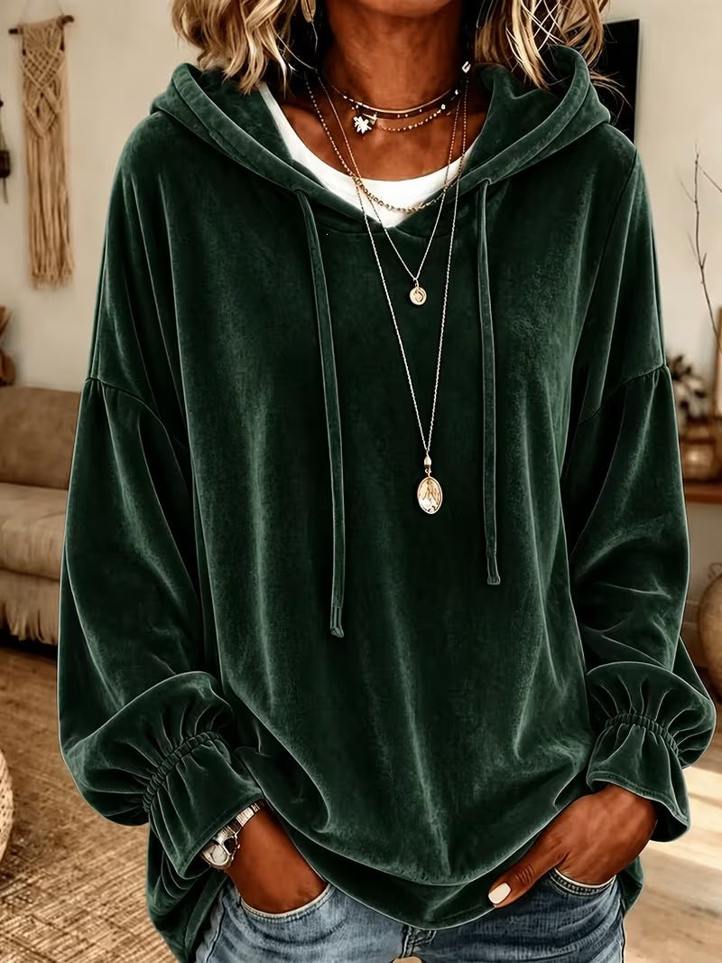 2026 European And American Women's Clothing Amazon Independent Station Hooded Sweater For Autumn And Winter Loose Drawstring Velvet Women's Clothing