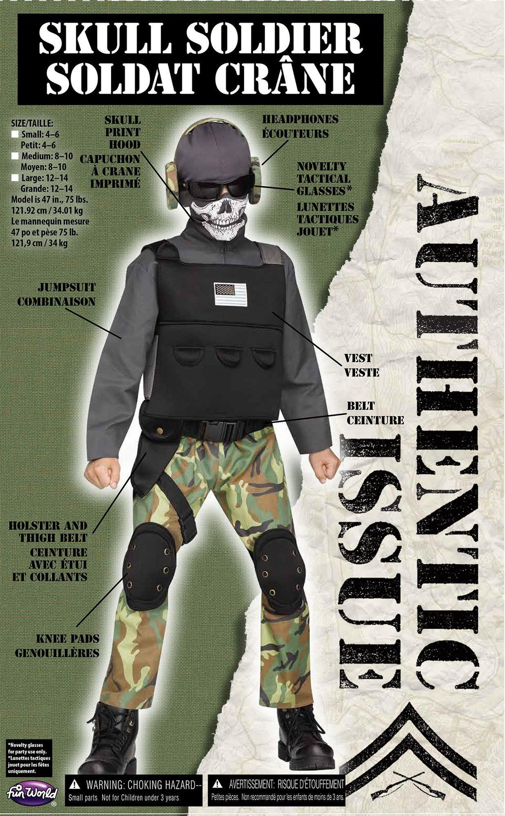 Skull Soldier Soldier Crane Military Child Costume