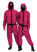 Squid Games Triangle Guard Jumpsuit and Mask Costume Adult Large/X-Large