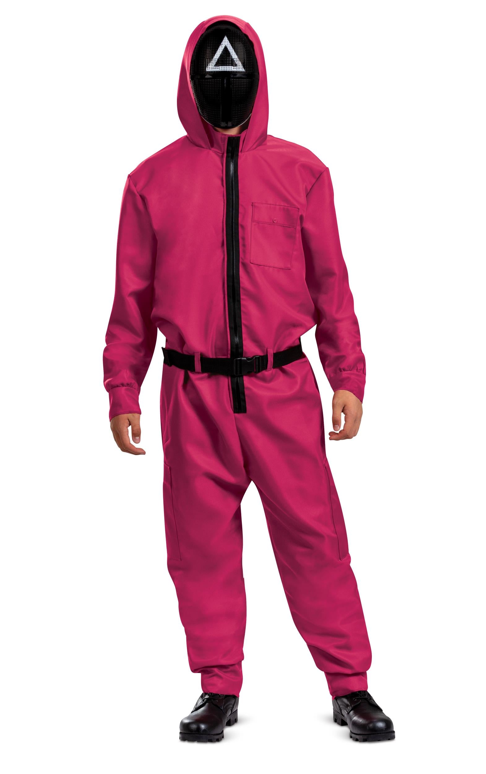 Squid Games Triangle Guard Jumpsuit and Mask Costume Adult Large/X-Large