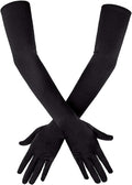 Black 20.5" Opera Length 1920's Evening Party Elbow Gloves