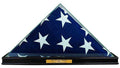 Flag Connections, All Glass Flag Display Case for 9.5' X 5' Flag with Engraving (Black)