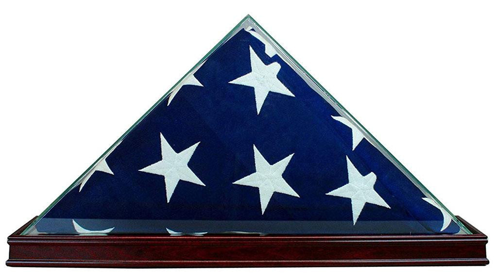 Flag Connections, All Glass Flag Display Case for 9.5' X 5' Flag (cherry)