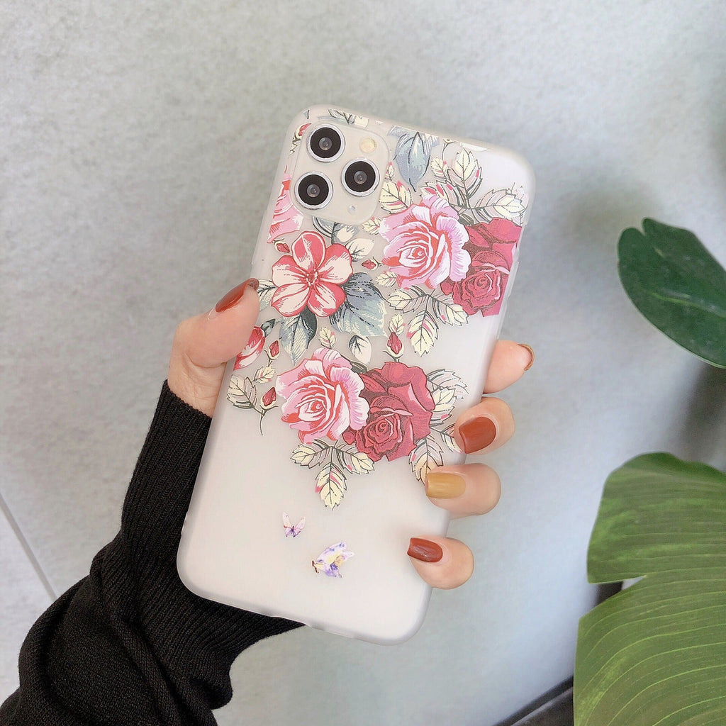 Frosted Transparent Creative Flower Phone Case