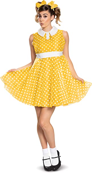 Gabby Yellow Polka Dot 50's Dress Toy Story Adult Halloween Costume Large 12-14