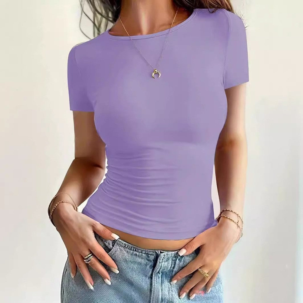 Amazon Temu Explosions Europe And The United States Short Slim Round Neck Short Sleeve T-shirt Cross-border Foreign Trade