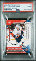 Graded 2025 Topps Now Matthew Schaefer #5 Red Ice Parallel /5 Rookie RC Hockey Card PSA 6 Excellent