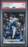 Graded 2025 Topps Now Roki Sasaki #823 Rookie RC Baseball Card PSA 9 Mint