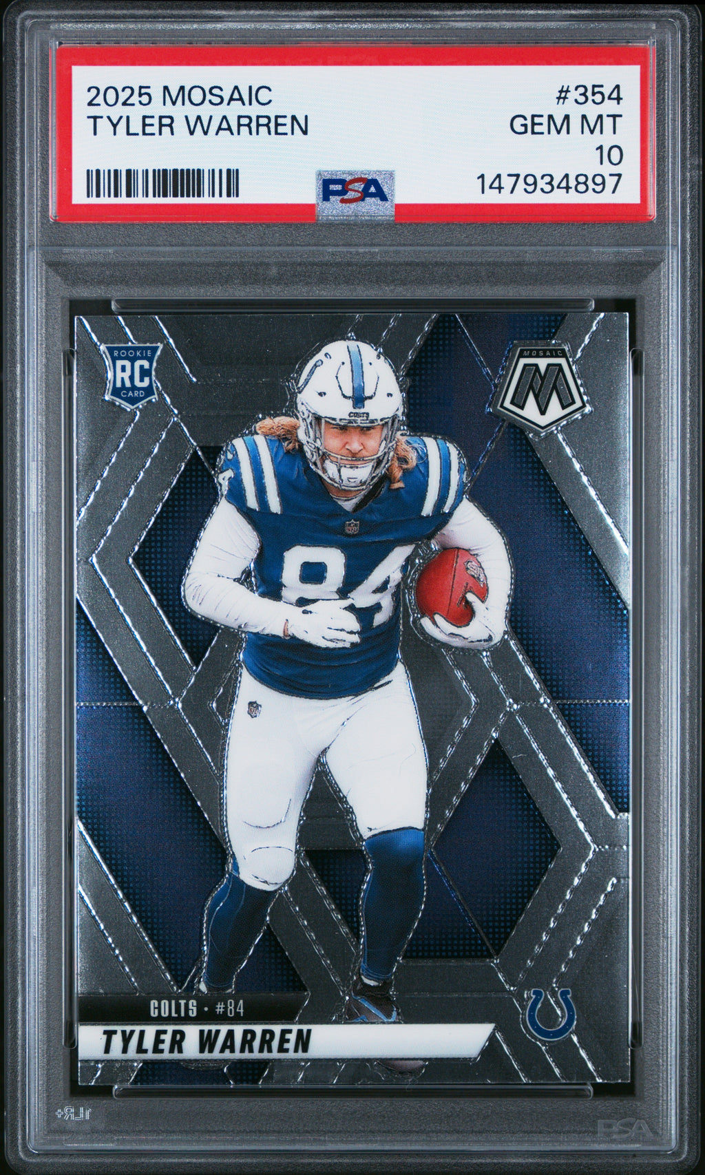 Graded 2025 Panini Mosaic Tyler Warren #354 Rookie RC Football Card PSA 10 Gem Mint