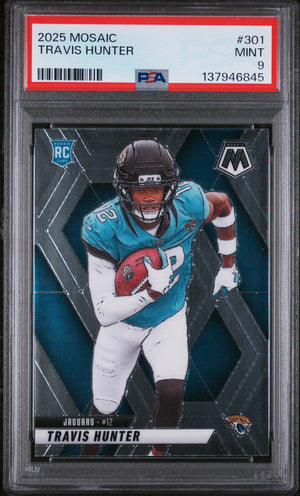 Graded 2025 Panini Mosaic Travis Hunter #301 Rookie RC Football Card PSA 9 Mint