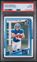 Graded 2025 Panini Donruss Cam Skattebo #302 Rookie RC Football Card PSA 8 Near Mint