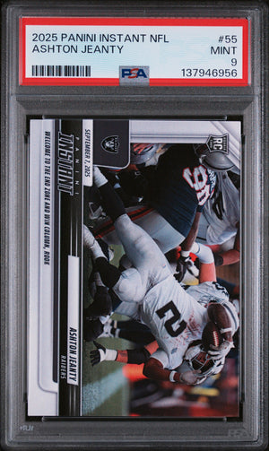 Graded 2025 Panini Instant Ashton Jeanty #55 Rookie RC Football Card PSA 9 Mint