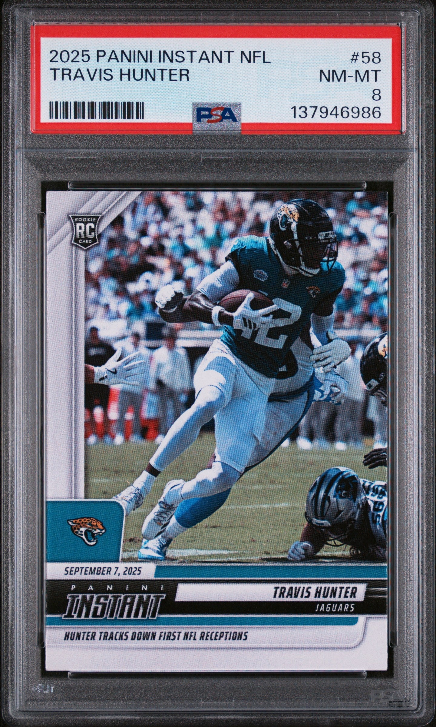 Graded 2025 Panini Instant Travis Hunter #58 Rookie RC Football Card PSA 8 Near Mint
