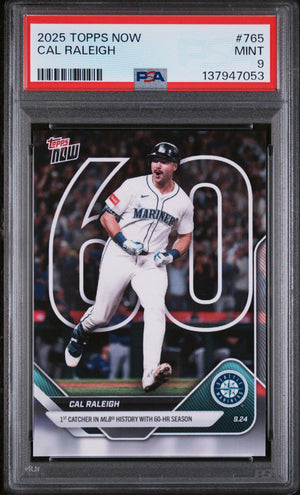 Graded 2025 Topps Now Cal Raleigh #765 Baseball Card PSA 9 Mint