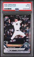 Graded 2025 Topps Now Cam Schlittler #817 Rookie RC Baseball Card PSA 4 Very Good