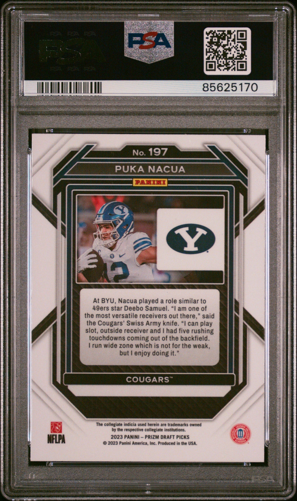 Graded 2023 Panini Prizm Draft Picks Puka Nacua #197 Rookie RC Football Card PSA 9 Mint