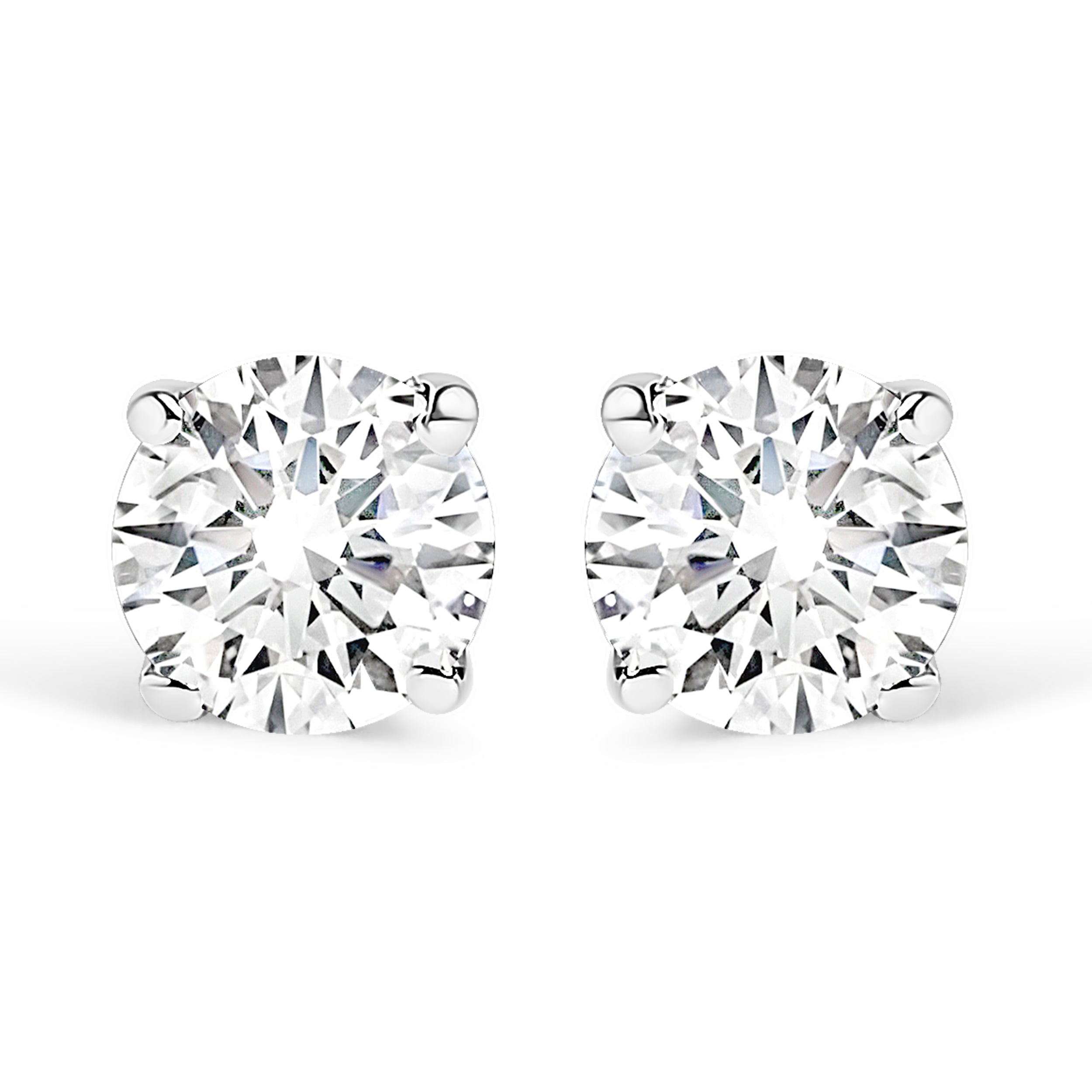 14K White Gold 1/3 Cttw Round Brilliant-Cut Near Colorless Diamond Classic 4-Prong Stud Earrings (J-K Color, I1-I2 Clarity)