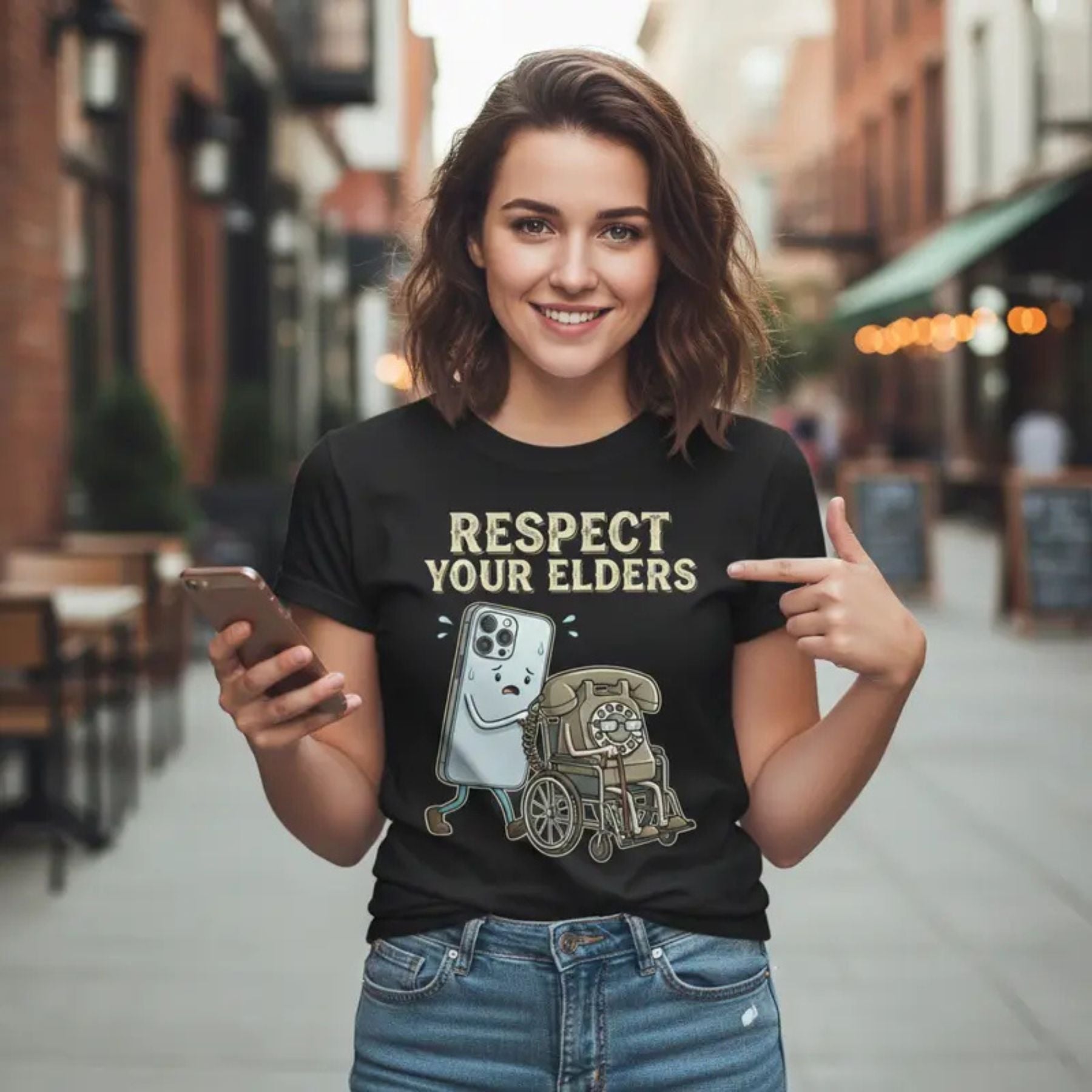 "Respect Your Elders" Floppy Disk T-Shirt – Funny Retro Tech Graphic Tee, Unisex Cotton Shirt
