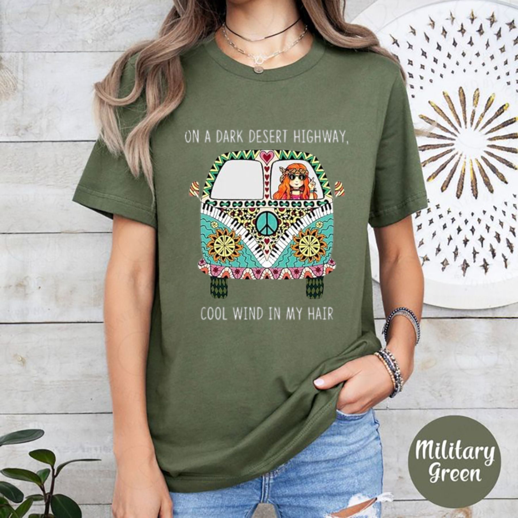 Vibrant Bohemian Graphic T-Shirt – Retro Boho Chic Artistic Tee, Premium 100% Cotton Colorful Mandala Top, Made in USA