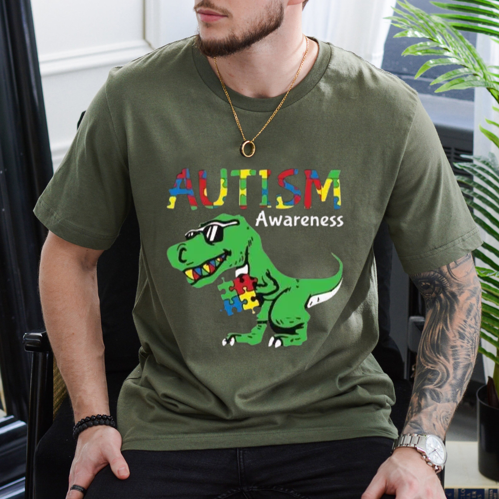"Ausome Dino" Colorful Autism Tee – Cute Dinosaur Graphic Shirt